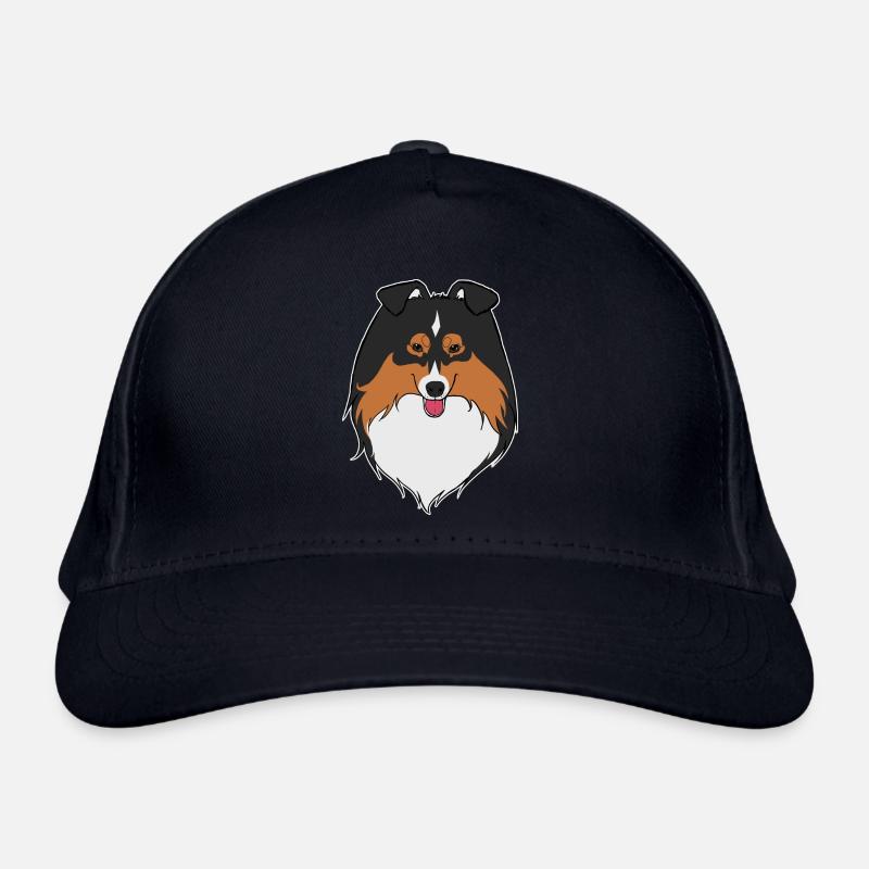 Sheltie schwarzes Trio - Bio-Baseballkappe - Navy