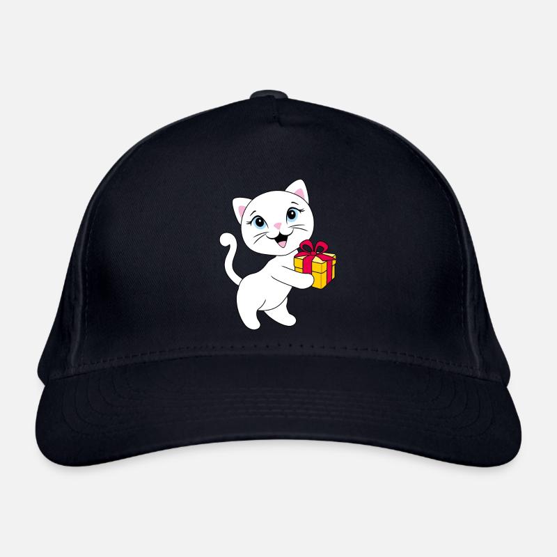 Chaton blanc mignon avec coffret cadeau Casquette classique bio