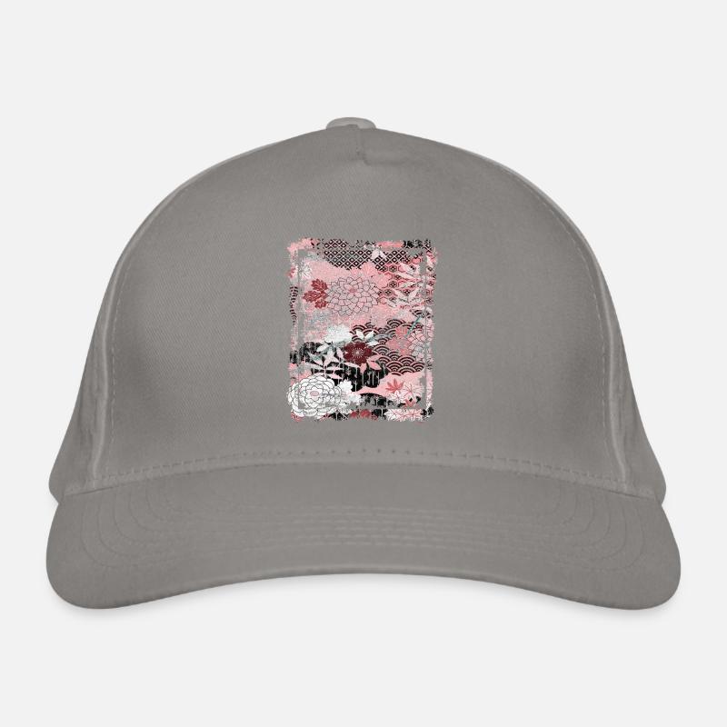 Japanese Floral Pattern Chrysanthemum Cherry Organic Baseball Cap