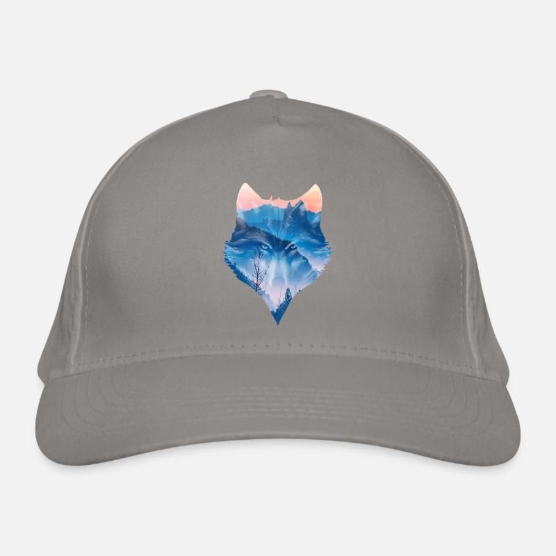 Nordischer Wolf und Berglandschaft Bio-Baseballkappe