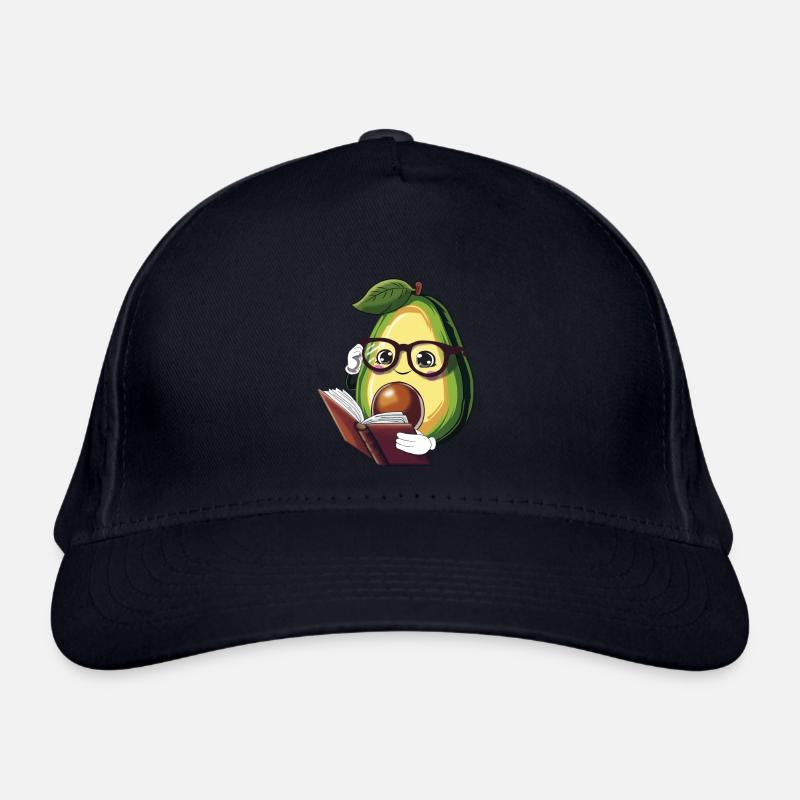 Avocado liest ein Buch – Bücherwurm Bio-Baseballkappe