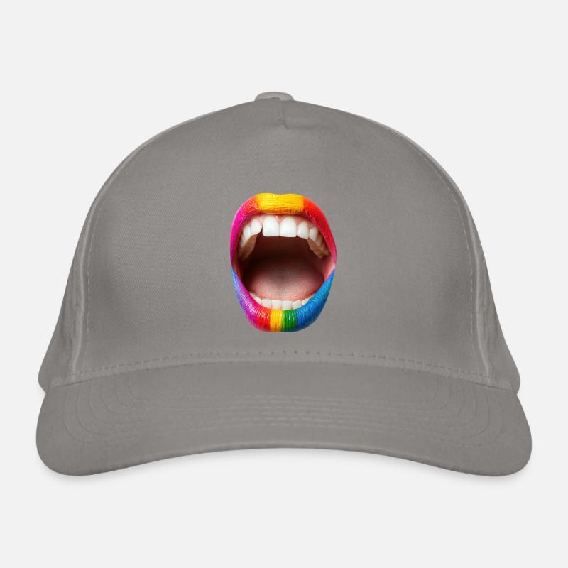 Mund mit Regenbogen Lippenstift Bio-Baseballkappe
