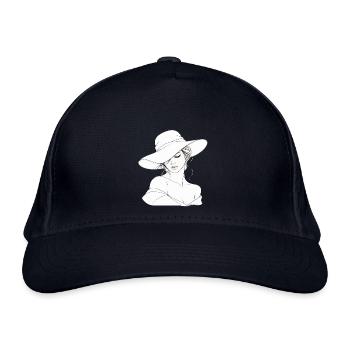 Filigranes Linienportrait mit Hut - Bio-Baseballkappe - Navy - Vorne