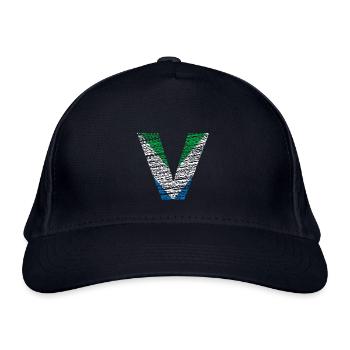 V for Vegan - Vintage V, colors of the vegan flag - Organic Baseball Cap - navy - Front