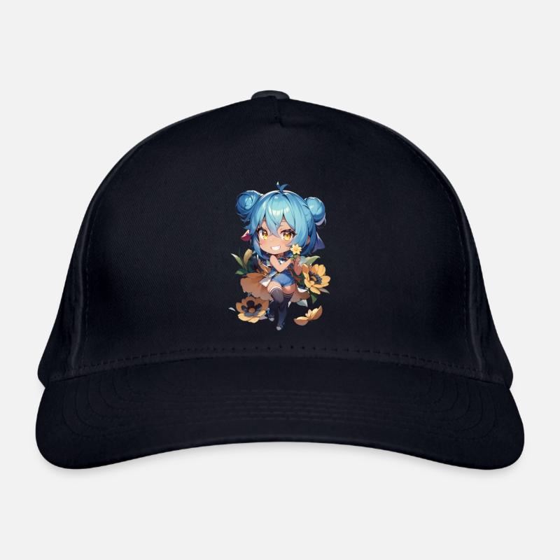 Mädchen mit Blumen - Bio-Baseballkappe - Navy