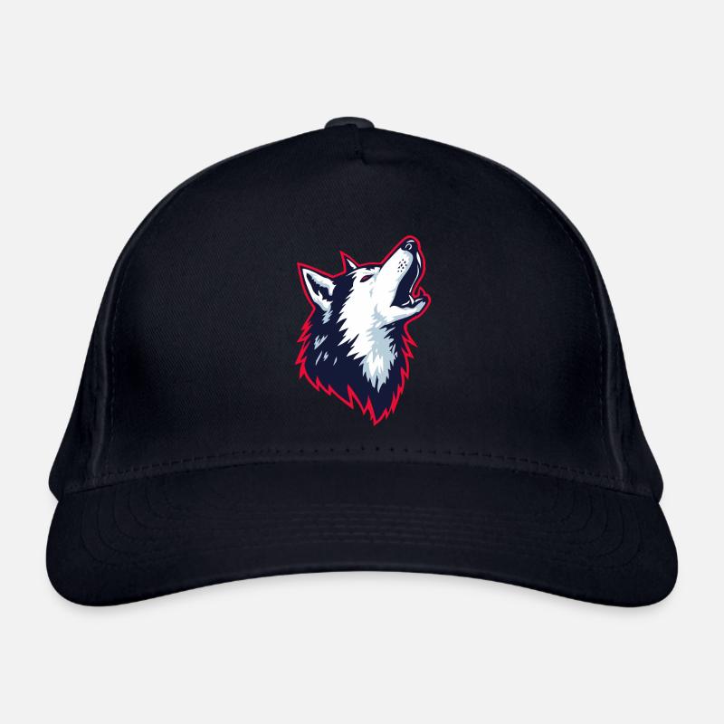 Heulender Husky im Logo Stil Bio-Baseballkappe