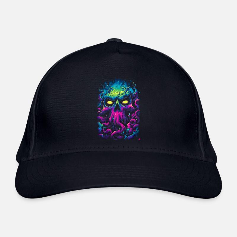 Teschio al neon in un mare di nebbia - Berretto da baseball green - blu scuro