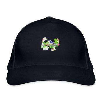kohlmeise,vogel,blumen,aquarell - Bio-Baseballkappe - Navy - Vorne
