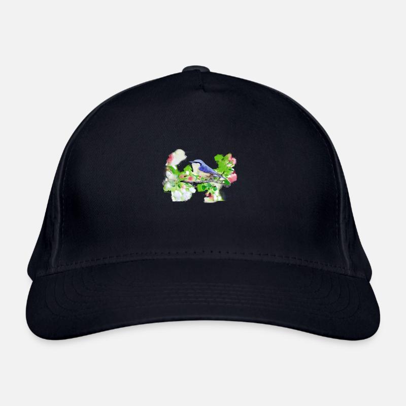 kohlmeise,vogel,blumen,aquarell - Bio-Baseballkappe - Navy