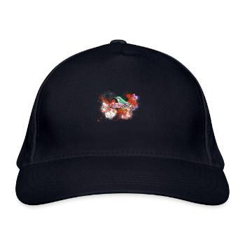 kohlmeise,vogel,blumen,aquarell,rot - Bio-Baseballkappe - Navy - Vorne
