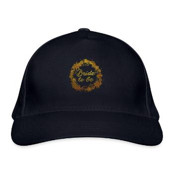 mariée à être, fleurs, couronne de fleurs, floral, or - Casquette classique bio - marine - Devant