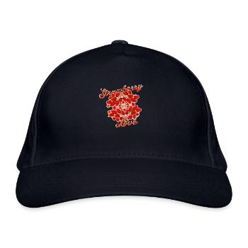 strawberry love,strawberry,strawberries,retro,vintage - Organic Baseball Cap - navy - Front