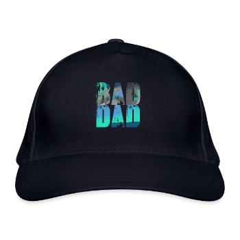 bad dad,dad,graffiti,black,typo,font,colorful - Organic Baseball Cap - navy - Front
