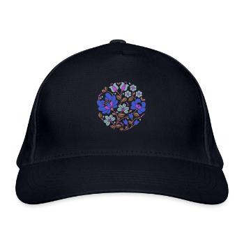 Hungarian flowers, blue, colorful flowers,tendrils,flower - Organic Baseball Cap - navy - Front