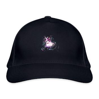 cat,colorful,,watercolor,art,painting,graffiti,stars - Organic Baseball Cap - navy - Front