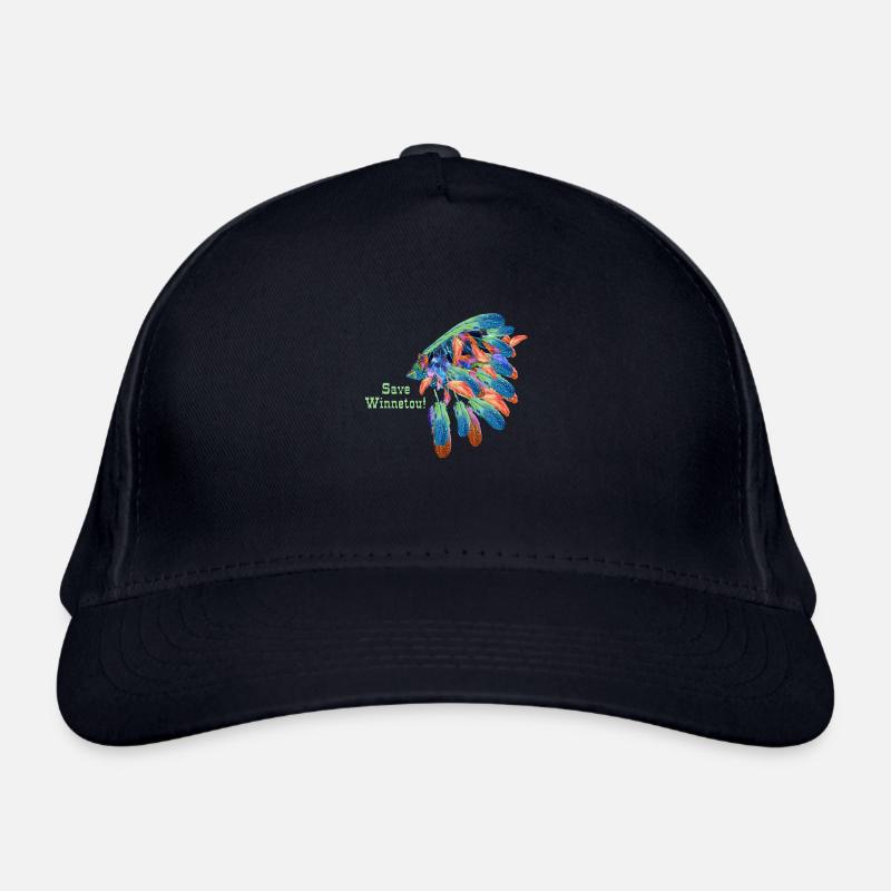 save winnetou,winnetou,indianer,Federn,Häuptling - Bio-Baseballkappe - Navy