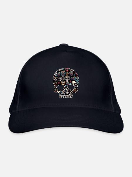 Buntes dekoratives Skullmuster - Bio-Baseballkappe - Navy