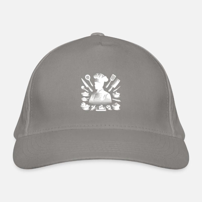Hobby Chef and Kitchen Material Silhouette Portrait Organic Baseball Cap