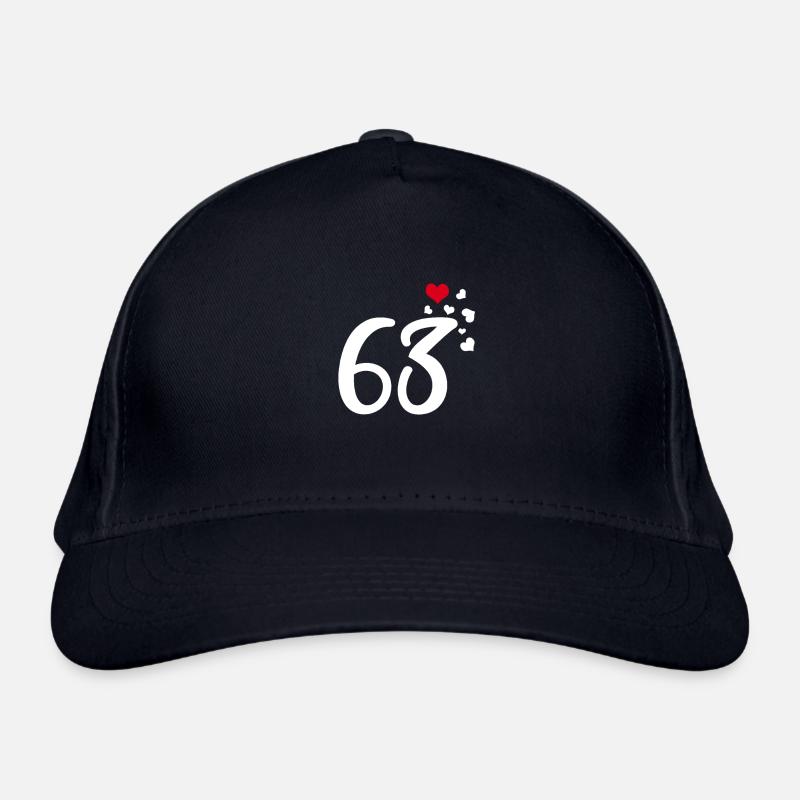 63. Geburtstag Jubiläum Herzen 63 - Bio-Baseballkappe - Navy