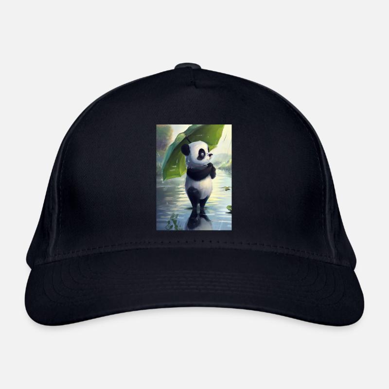 Panda mit Blattschirm Bio-Baseballkappe