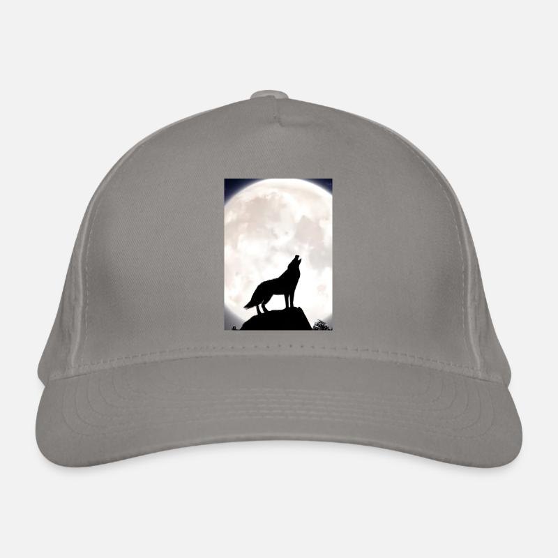 Wolf bei Nacht Bio-Baseballkappe
