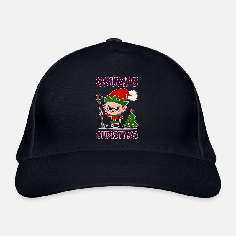 Grumpy Christmas Elf - Organic Baseball Cap - navy
