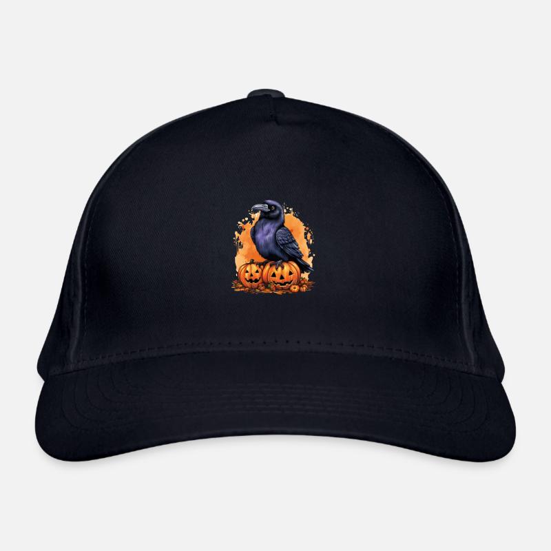 Halloween Pumpkin Raven Organic Baseball Cap