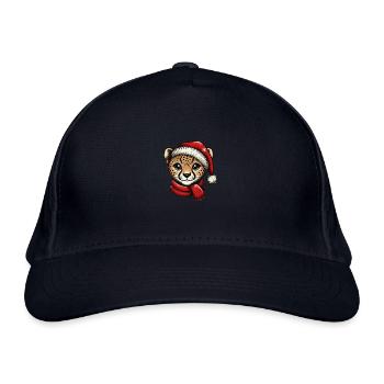 Weihnachtlicher Baby Gepard Mit Weihnachtsmütze - Bio-Baseballkappe - Navy - Vorne