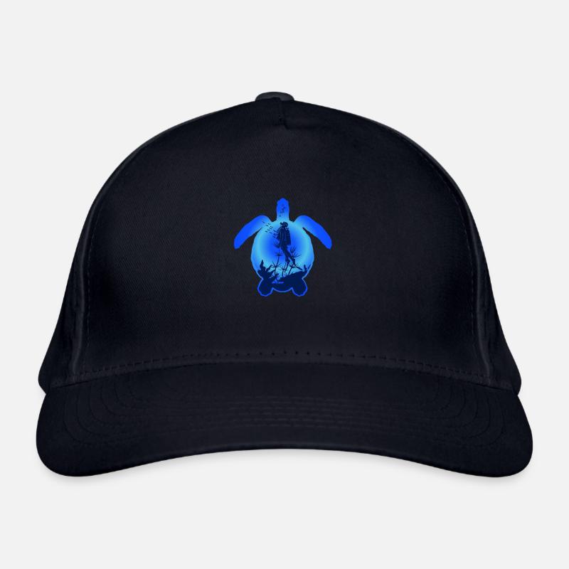 Tortue de mer et plongeur Casquette classique bio