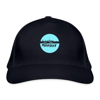 Münster, kreis, skyline,scherenschnitt, blau - Bio-Baseballkappe - Navy - Vorne