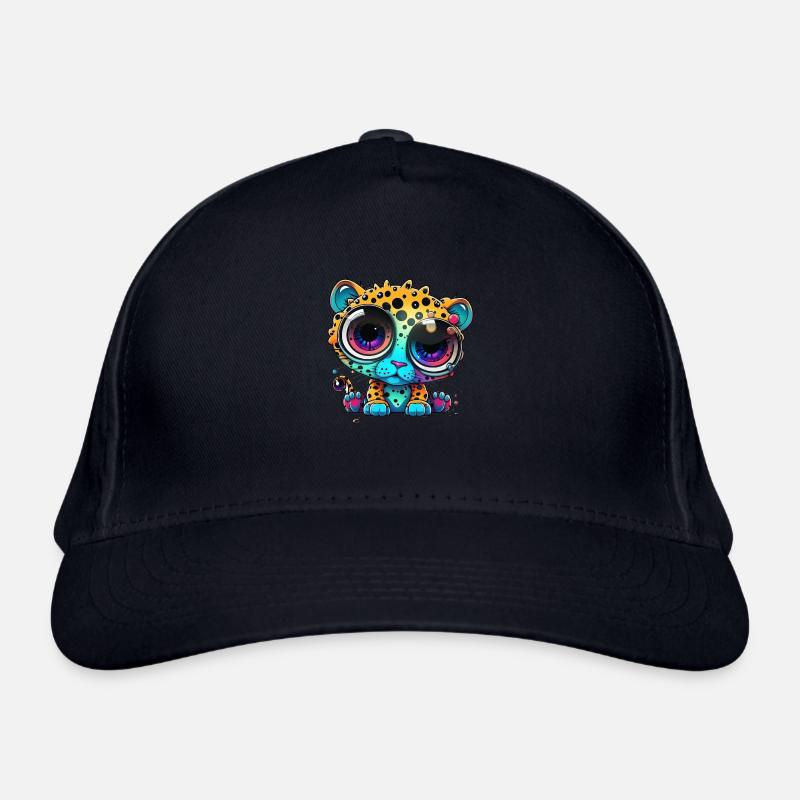 Leopard googly eyes comic style Organic Baseball Cap