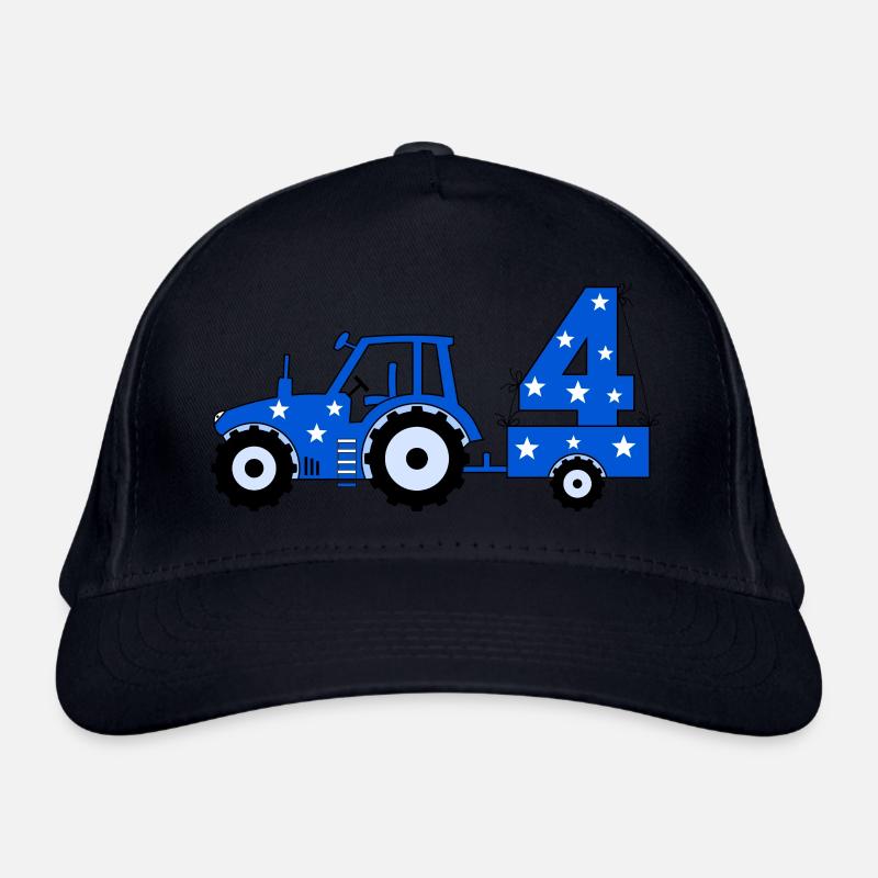4th Birthday Tractor Organic Baseball Cap