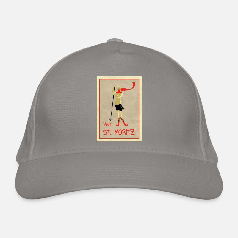 Affiche de voyage rétro vintage St Moritz Casquette classique bio
