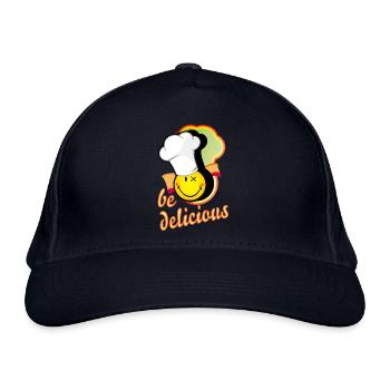 fröhliches Smiley mit großer Kochmütze - Bio-Baseballkappe - Navy - Vorne