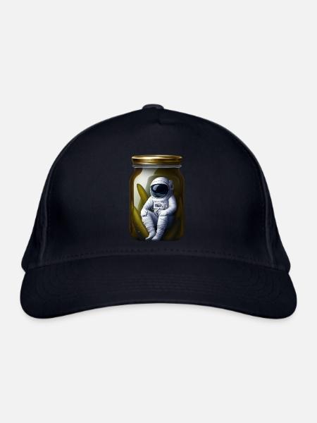 Astronaut im Gurkenglas - Bio-Baseballkappe - Navy - Vorne
