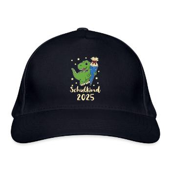Schulkind 2025 Dino mit Zuckertüte - Bio-Baseballkappe - Navy - Vorne