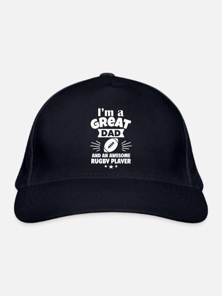Ich bin ein toller Papa und ein starker Rugbyspiel - Bio-Baseballkappe - Navy - Vorne