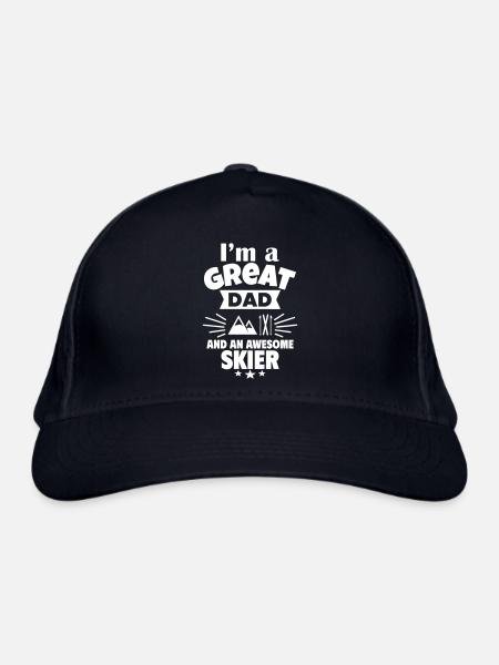 Ich bin ein toller Papa und ein starker Skifahrer - Bio-Baseballkappe - Navy - Vorne