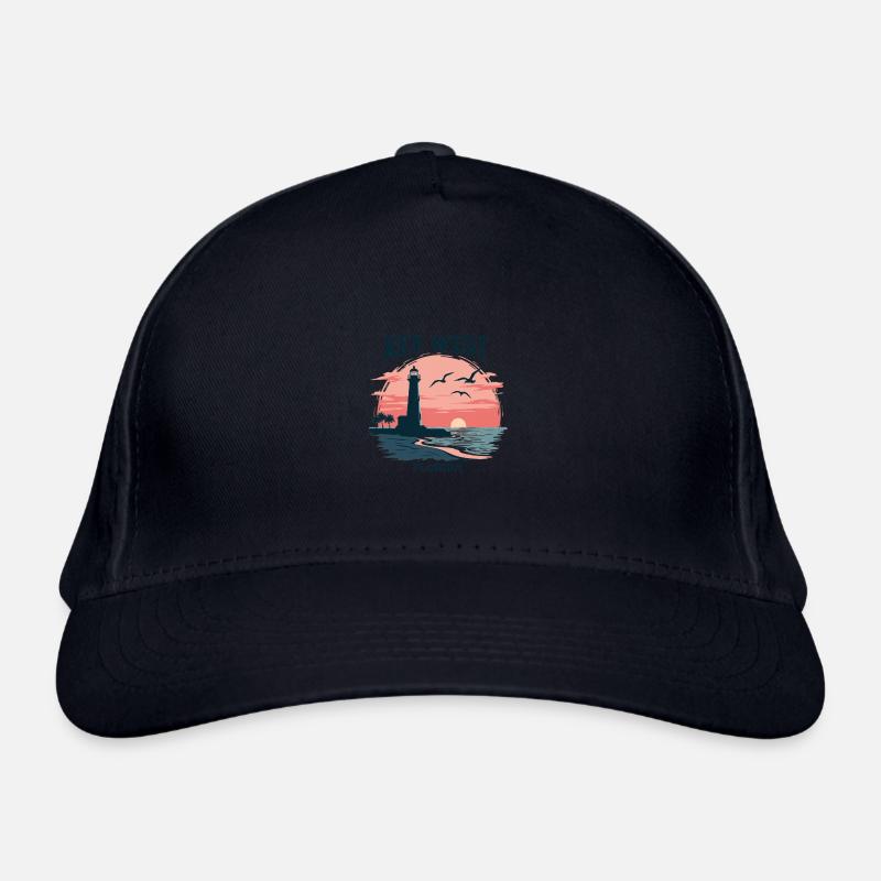 Key West Florida Sunset Lighthouse and Seagulls Organic Baseball Cap
