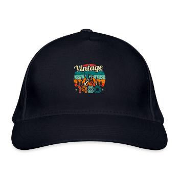 Vintage 1980 Retro 80s Birthday Bday - Organic Baseball Cap - navy - Front