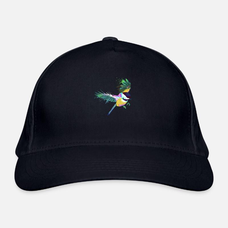 Flying Splash Bird Chickadee Organic Baseball Cap