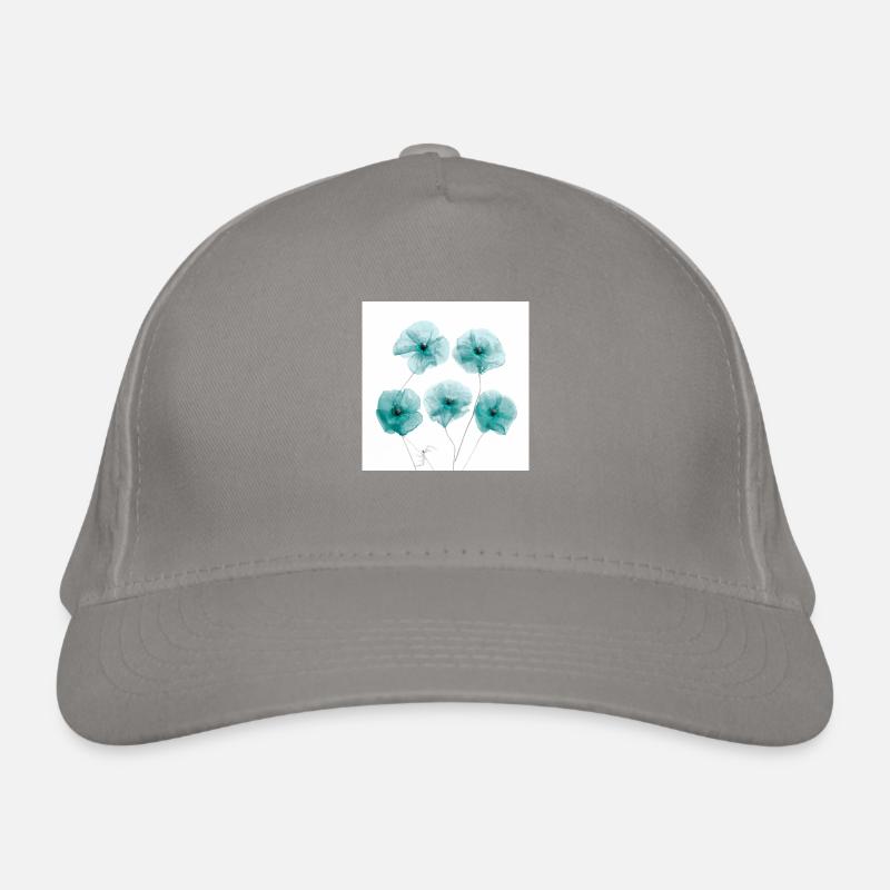 Fleurs de pavot Vert Blanc Casquette classique bio