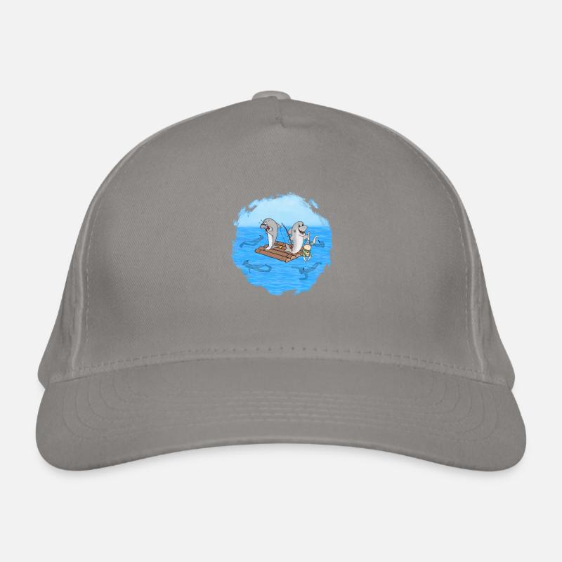 Haie auf Floß Bio-Baseballkappe