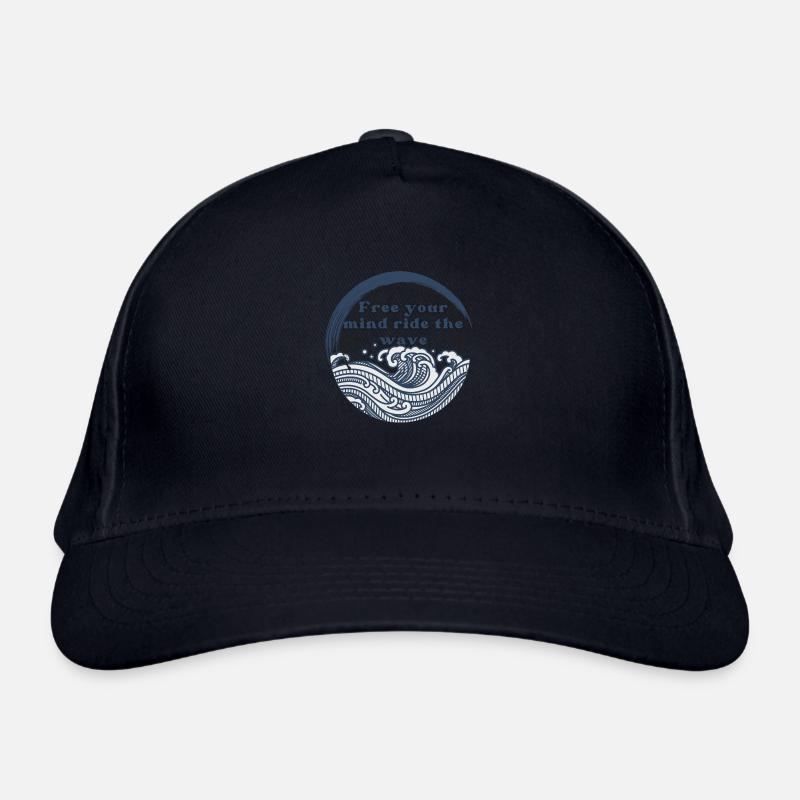 Free your mind ride the wave - Bio-Baseballkappe - Navy