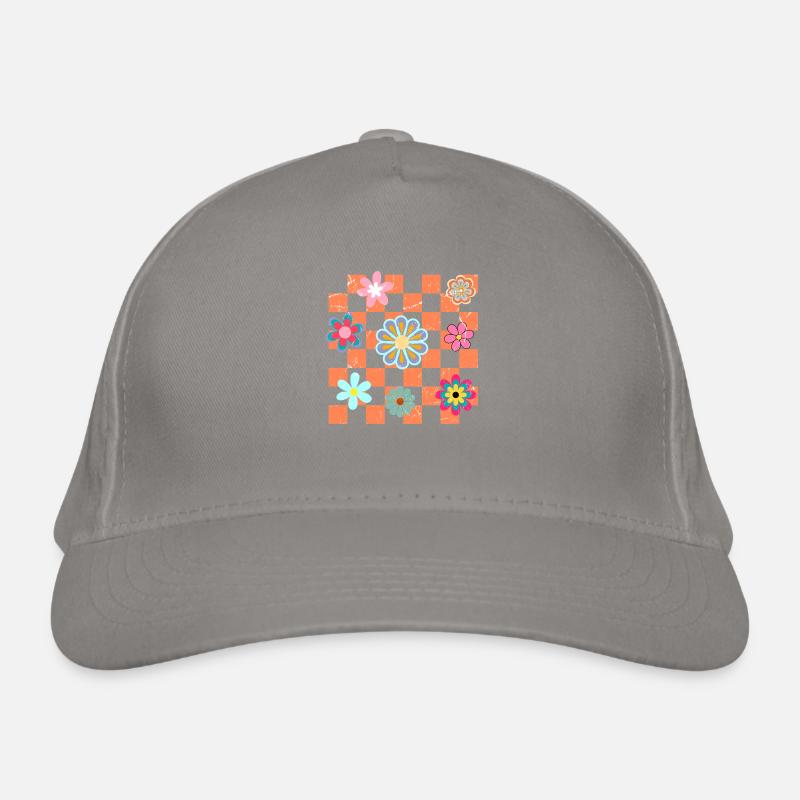À carreaux fleurs rétro Casquette classique bio