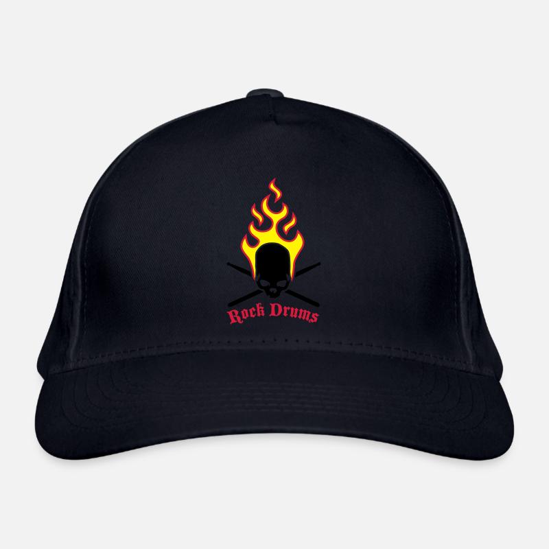 fire_skull_drumsticks_d_3c Organic Baseball Cap