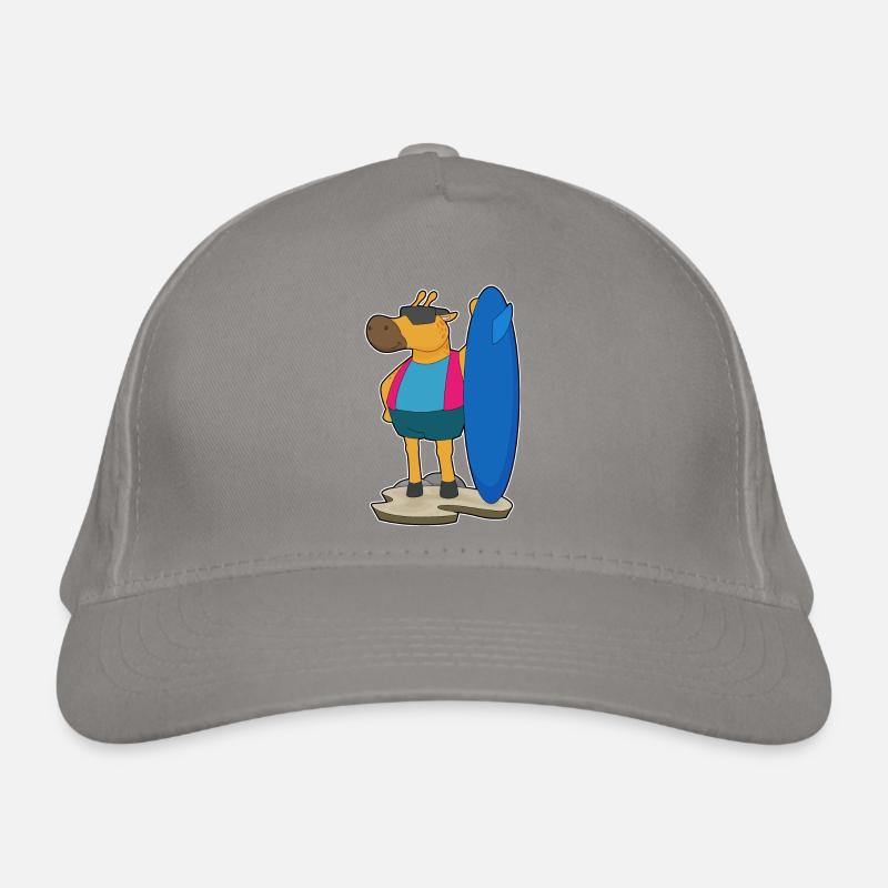 Giraffe Surfer Surfboard Organic Baseball Cap