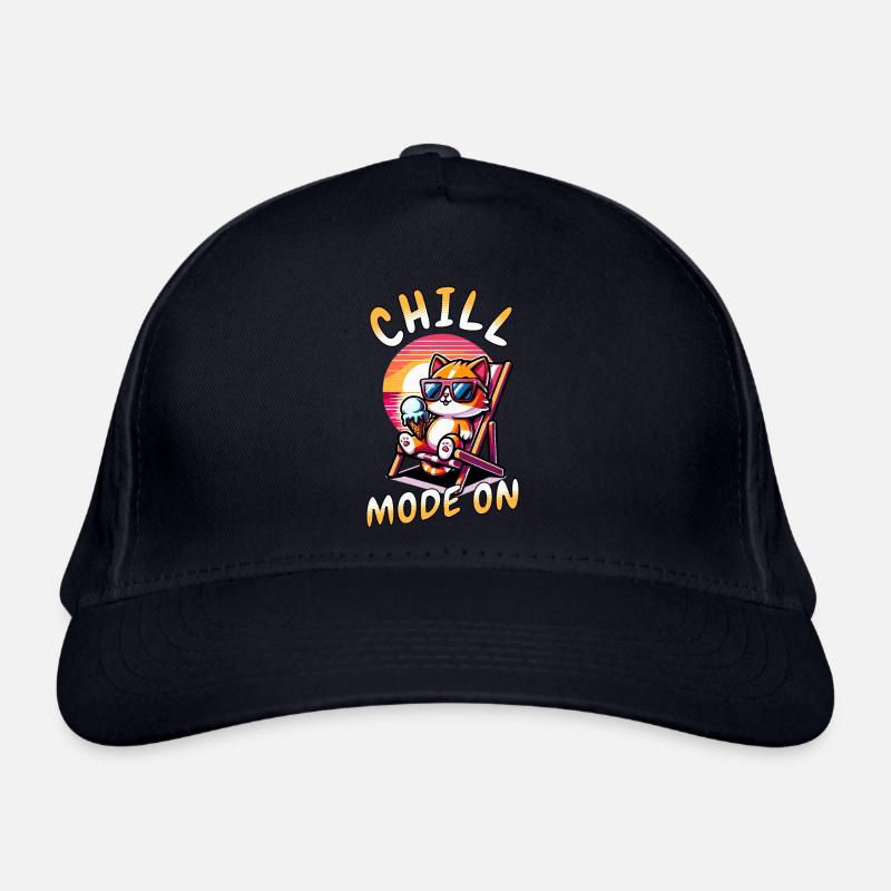Mode détente activé - Chat cool sur la plage Casquette classique bio