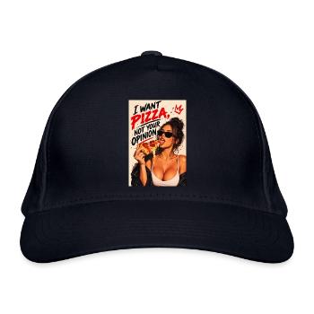 Pizza statt Meinung – Statement - Bio-Baseballkappe - Navy - Vorne