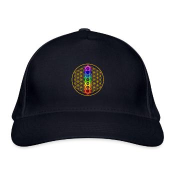 Lebensblume mit den 7 Chakra - Bio-Baseballkappe - Navy - Vorne